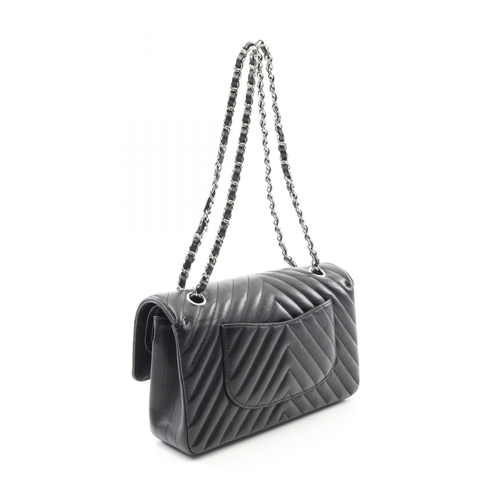 Chanel Chevron V Stitch Caviar Shoulder Bag