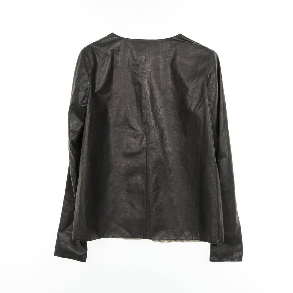 Chanel No Collar Jacket Leather Jacket