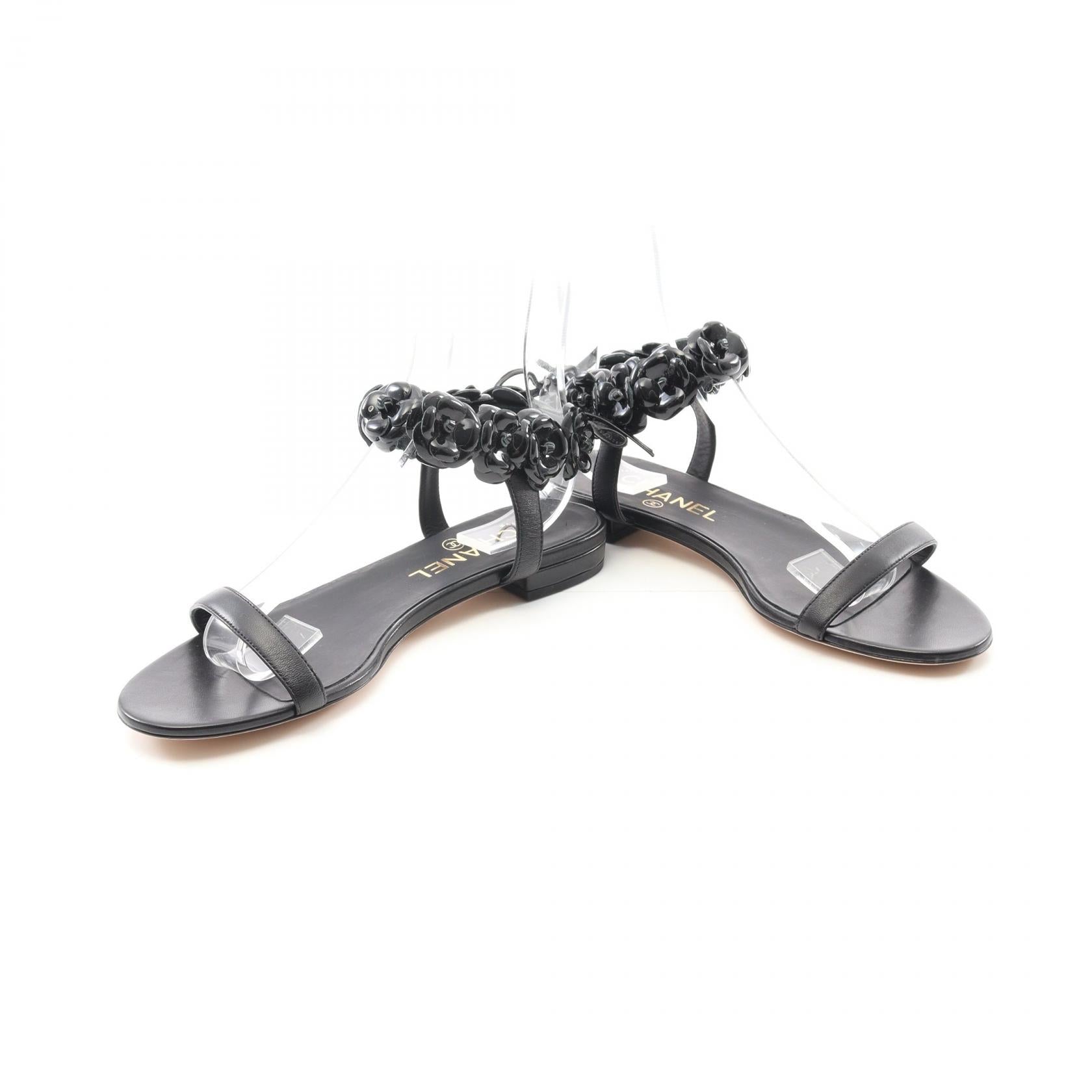 Chanel Camellia Patent Leather Sandals