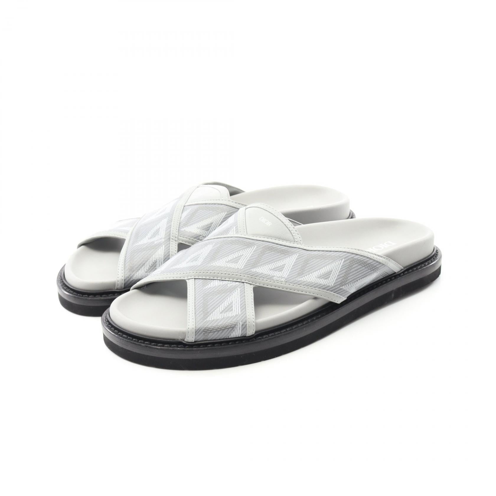 Dior Aqua CD Diamond PVC Coated Canvas Leather Sandals
