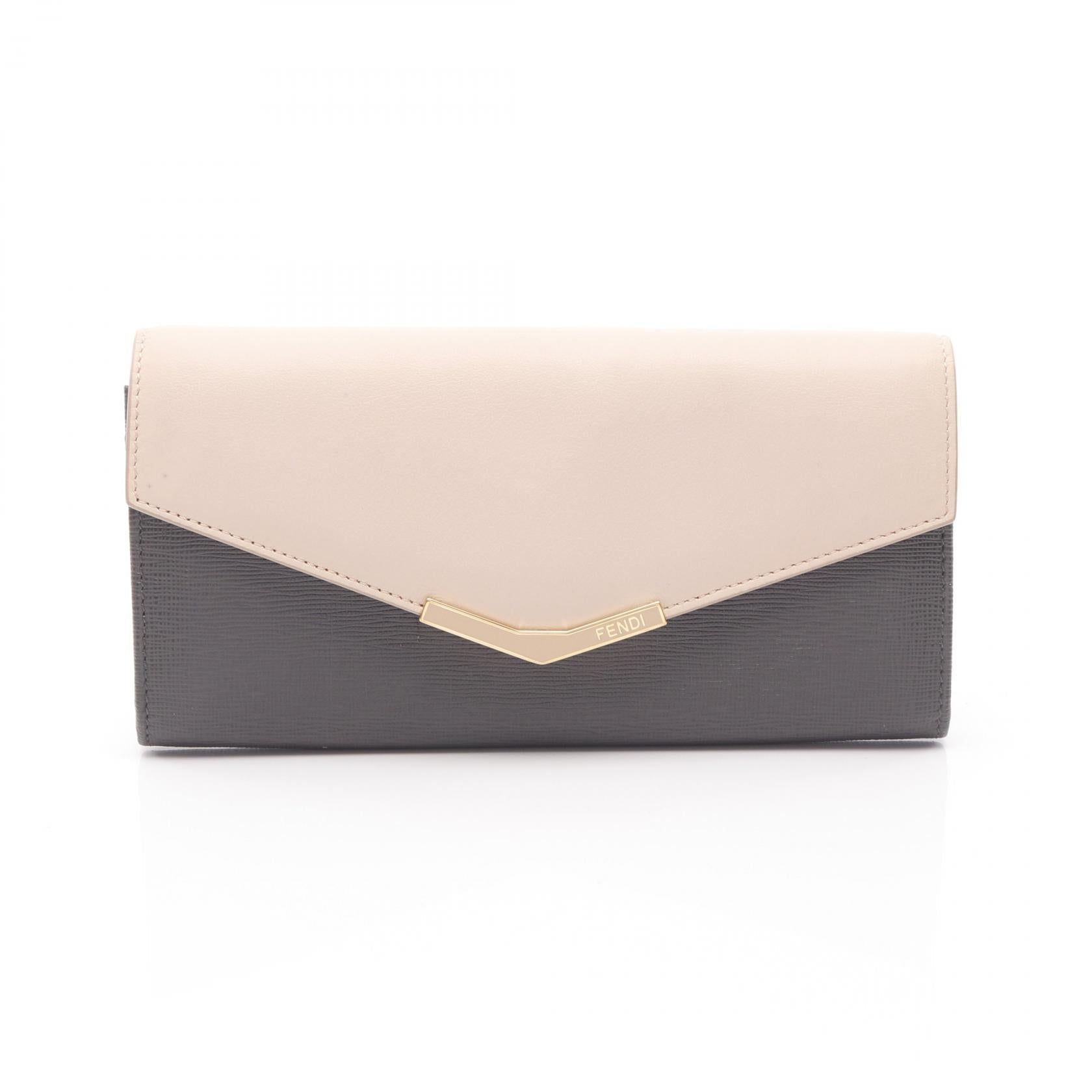 Fendi Tojours Leather PVC Coated Canvas Long Wallet