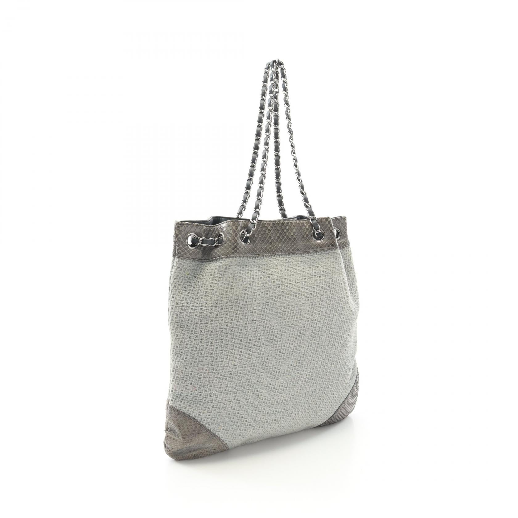 Chanel Canvas Exotic Leather Shoulder Bag