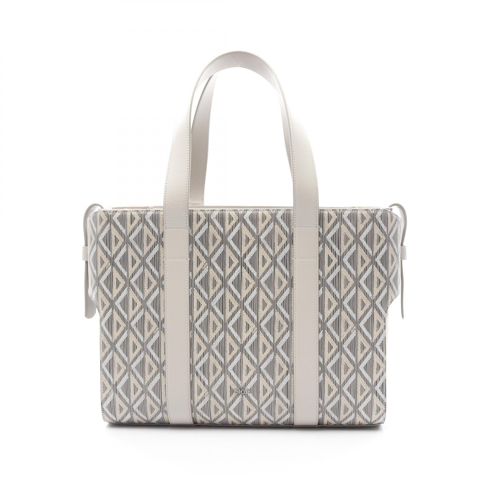 Dior CD Diamond Corolle PVC Coated Canvas Leather Tote Bag