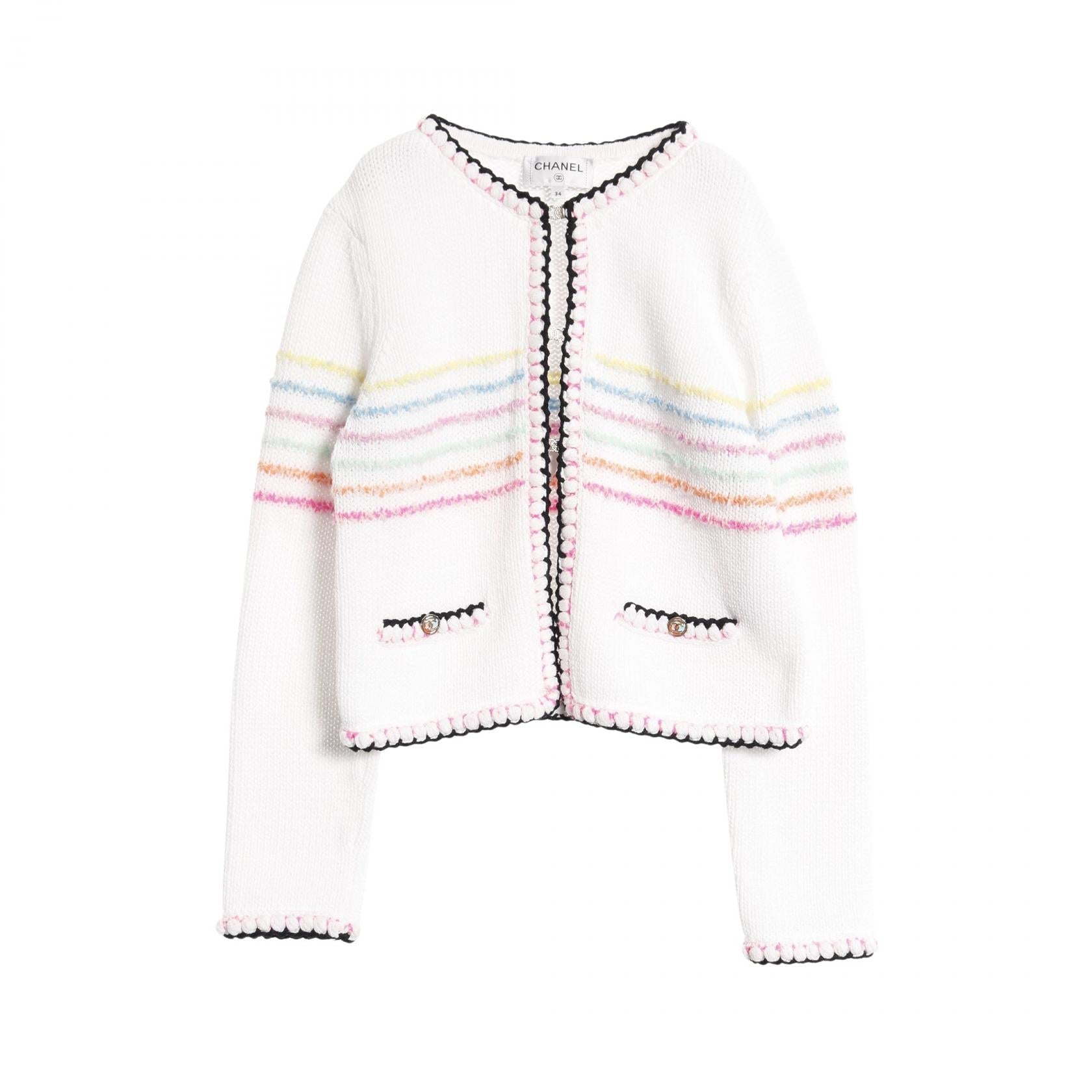 Chanel Coco Mark Button Cotton Nylon Knit igan