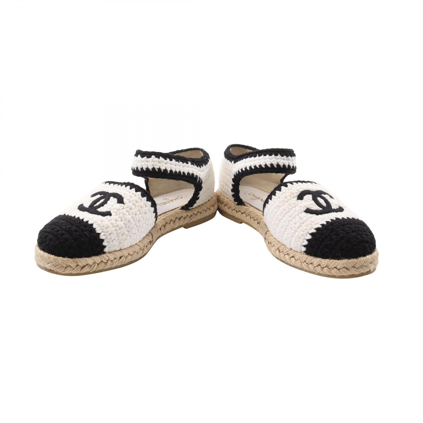 Chanel Coco Mark Leather Fabric Sandals