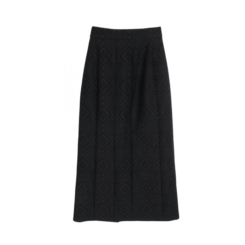 Chanel Coco Mark Embroidery Wool Silk Skirt