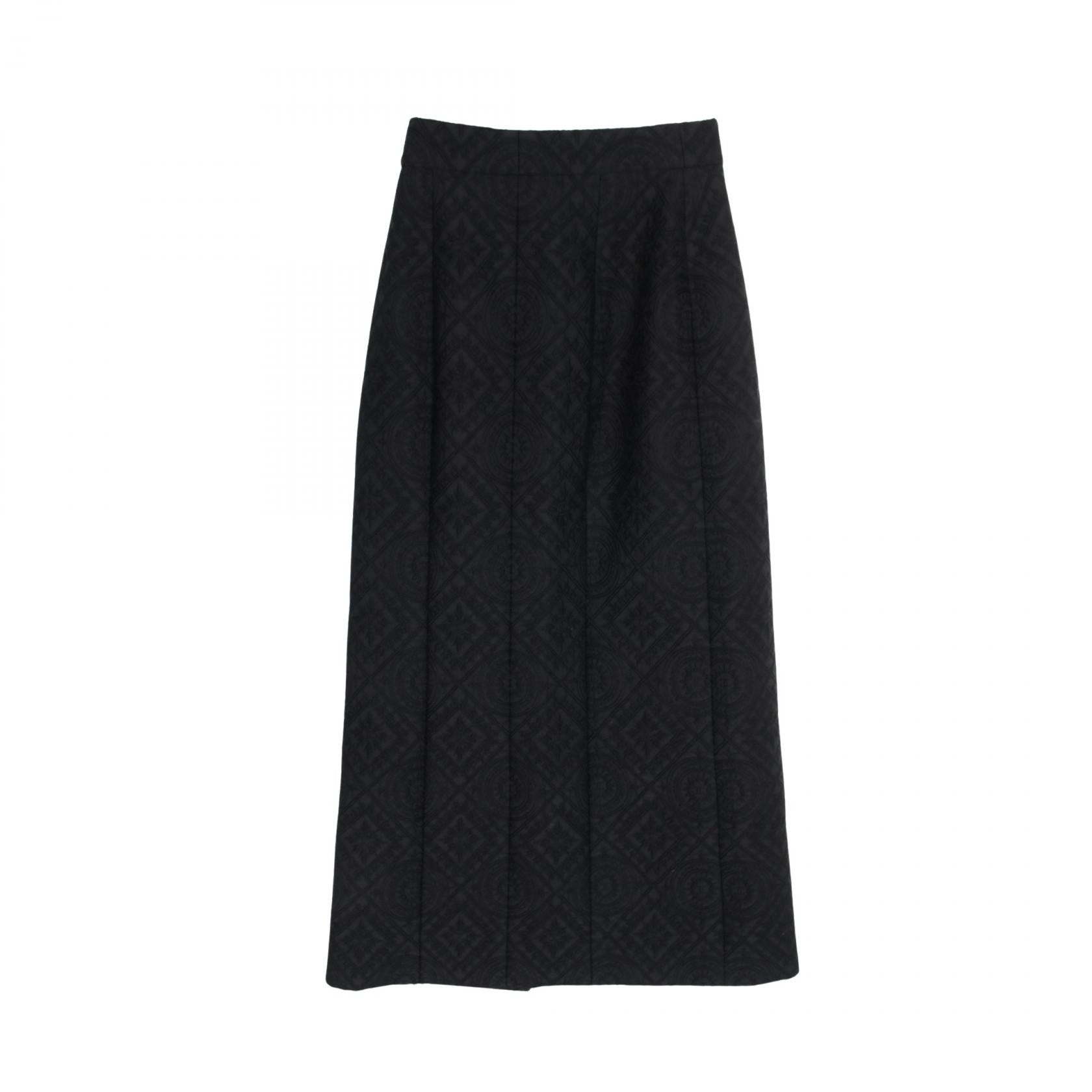 Chanel Coco Mark Embroidery Wool Silk Skirt