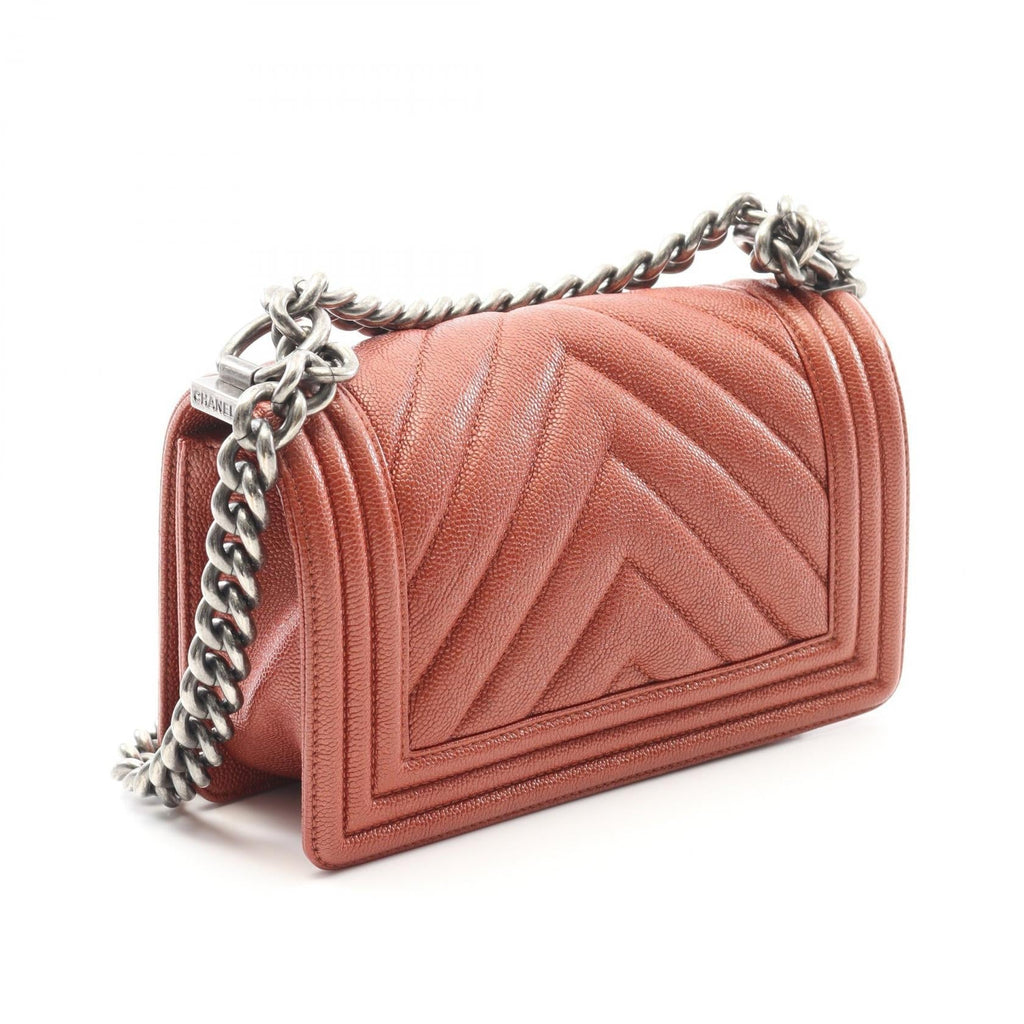 Chanel Boy Chanel Chevron V Stitch Caviar Shoulder Bag
