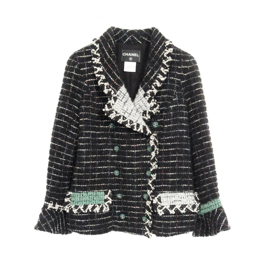 Chanel Coco Mark Button Wool Silk Outerwear