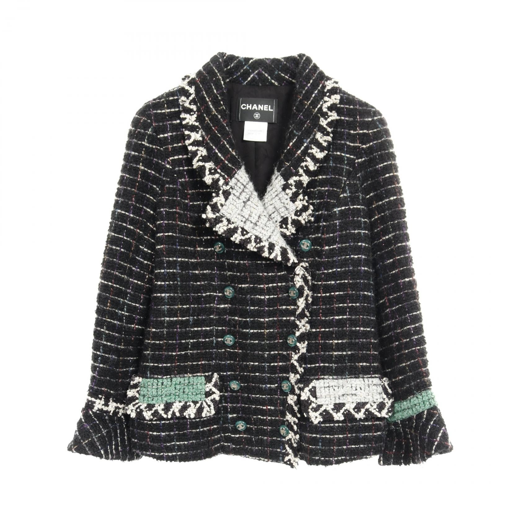 Chanel Coco Mark Button Wool Silk Outerwear