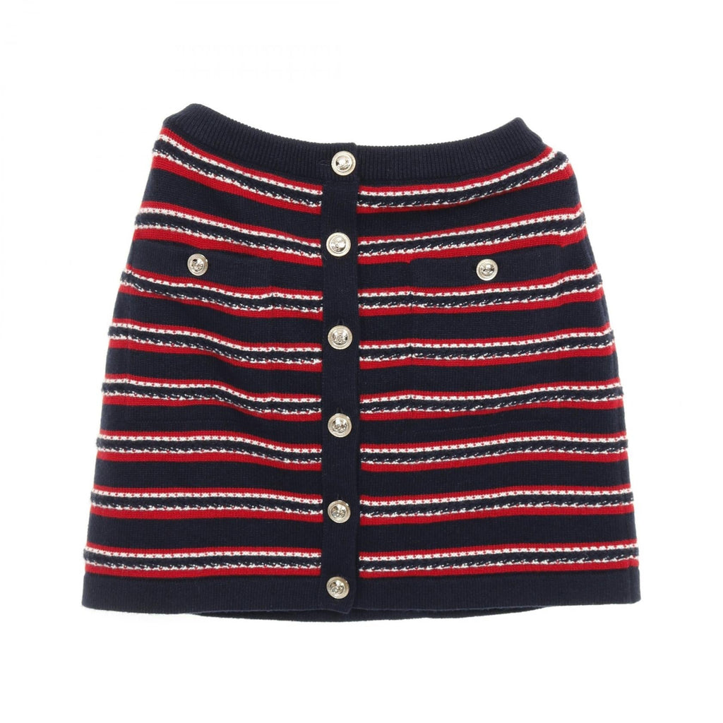 Chanel Coco Mark Button Cashmere Skirt