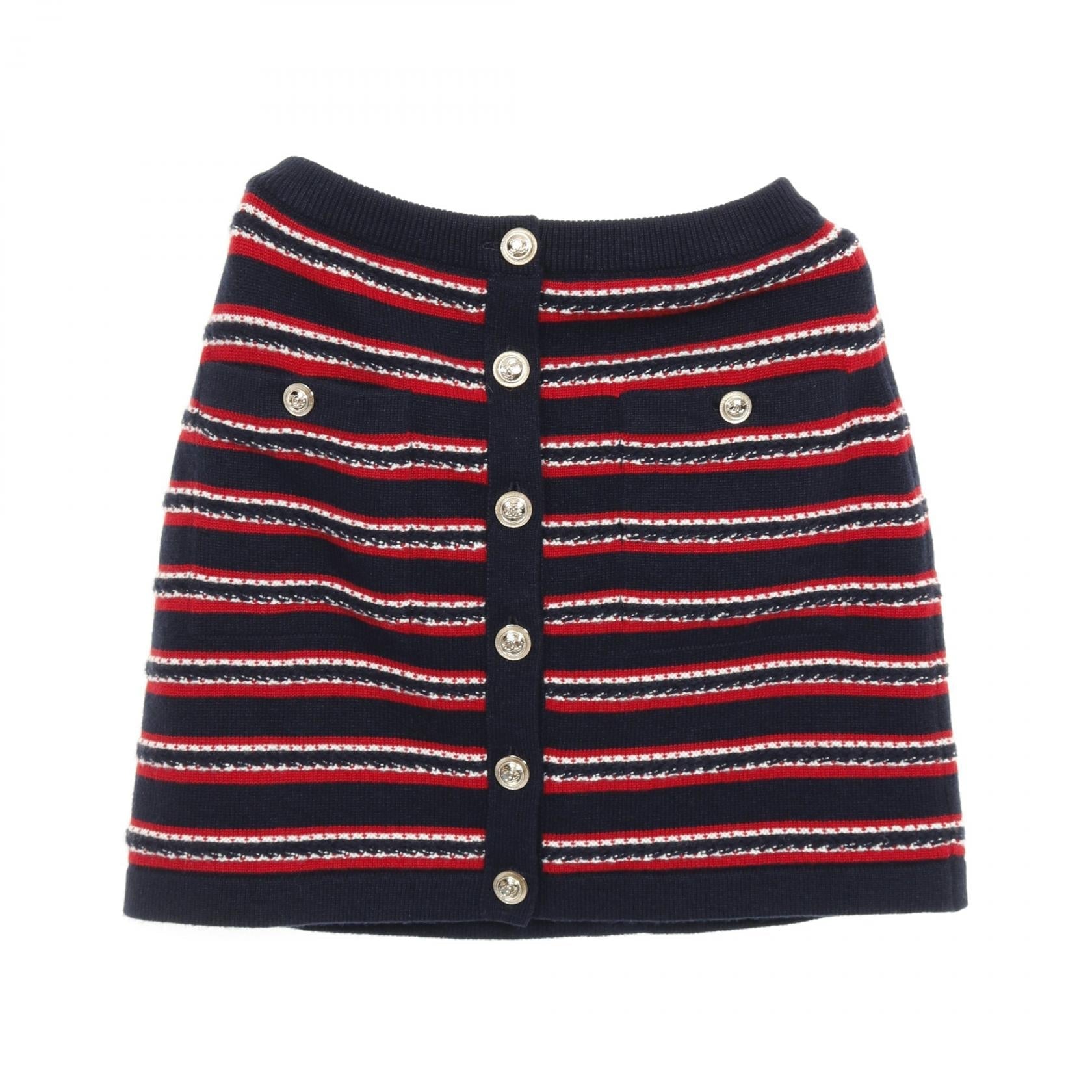 Chanel Coco Mark Button Cashmere Skirt