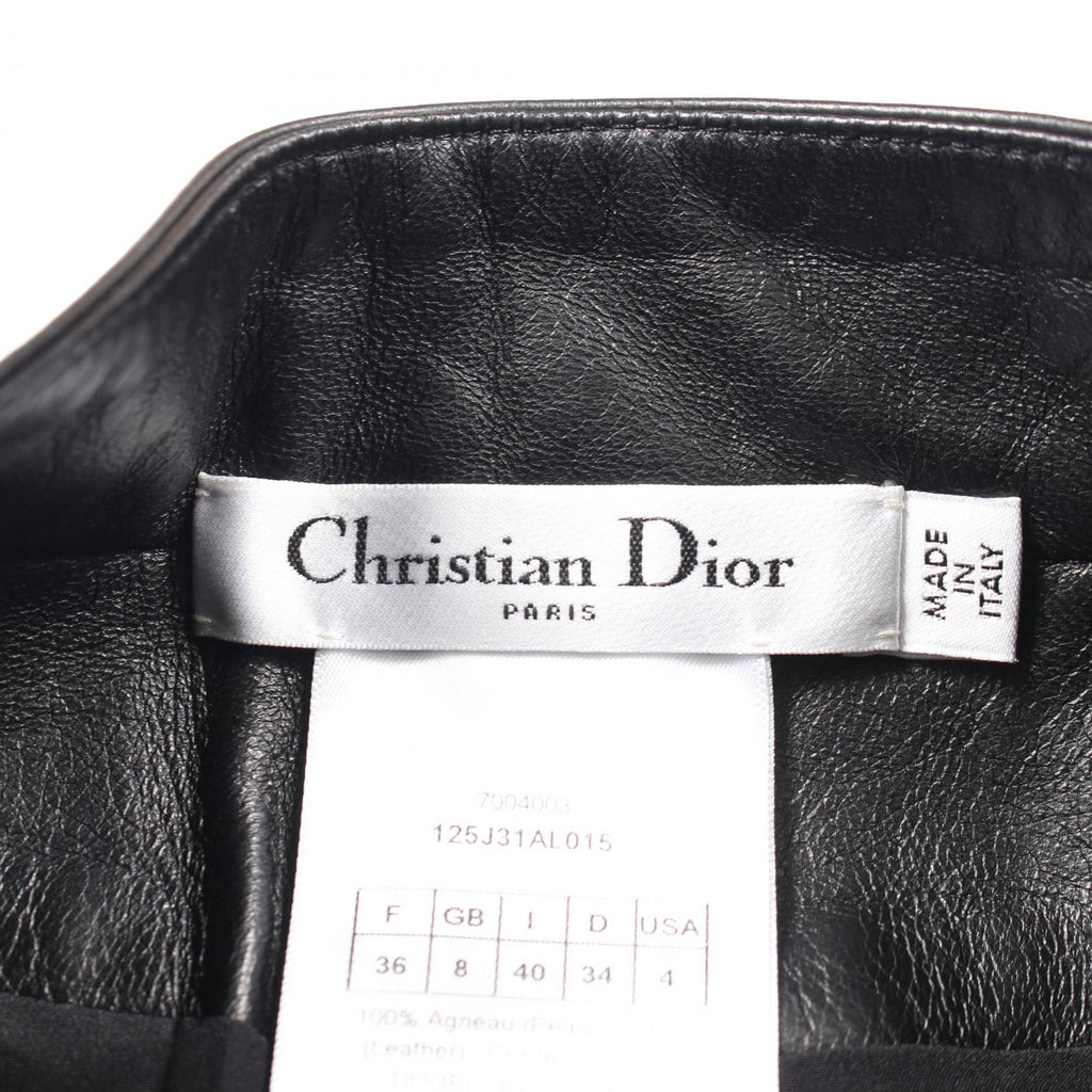 Dior CD Logo Button Lamb Leather Skirt