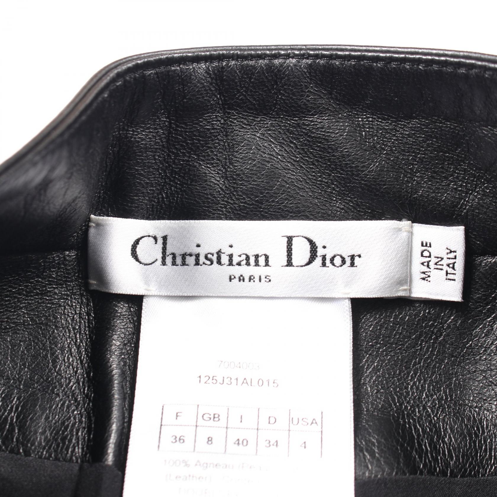 Dior CD Logo Button Lamb Leather Skirt