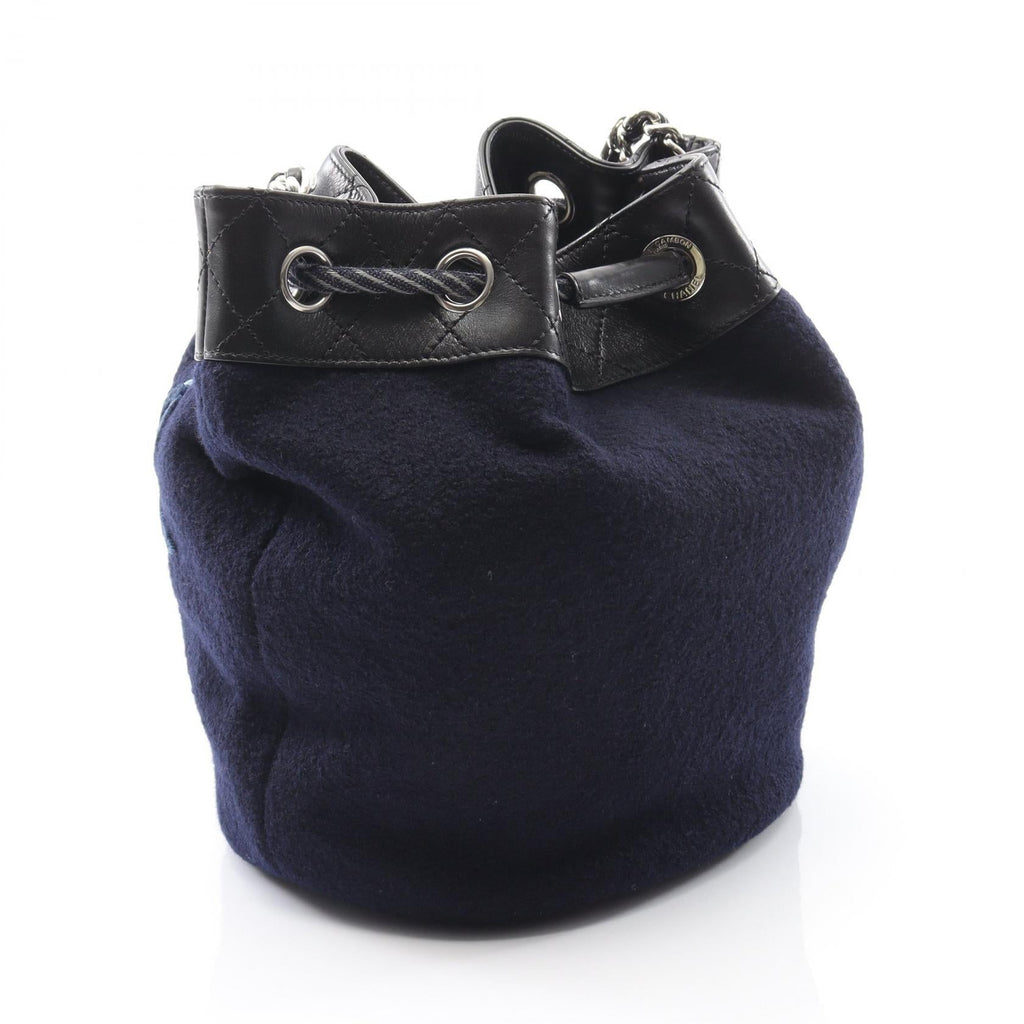 Chanel Embroidery Wool Leather Shoulder Bag