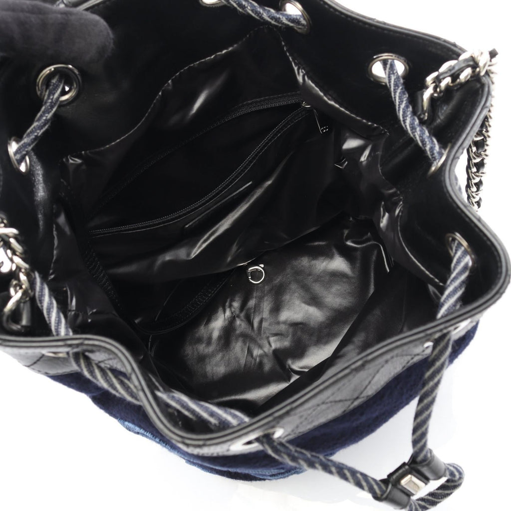 Chanel Embroidery Wool Leather Shoulder Bag