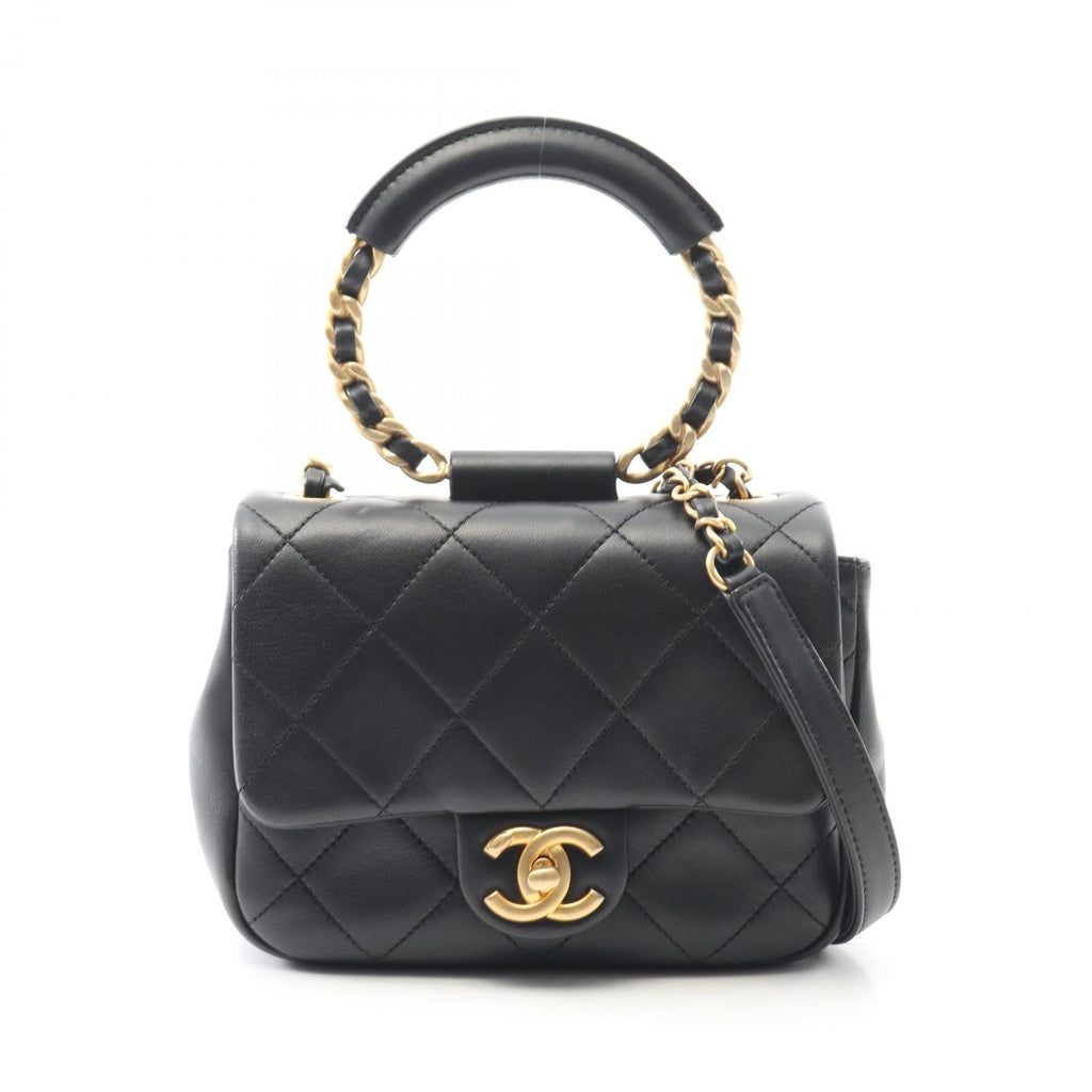 Chanel Top Handle Matelasse Lambskin 2way Shoulder Bag