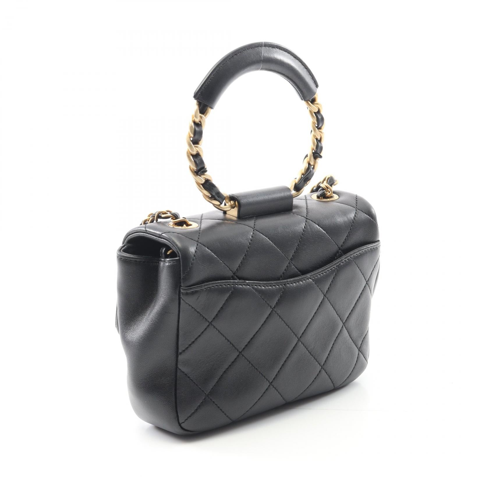 Chanel Top Handle Matelasse Lambskin 2way Shoulder Bag