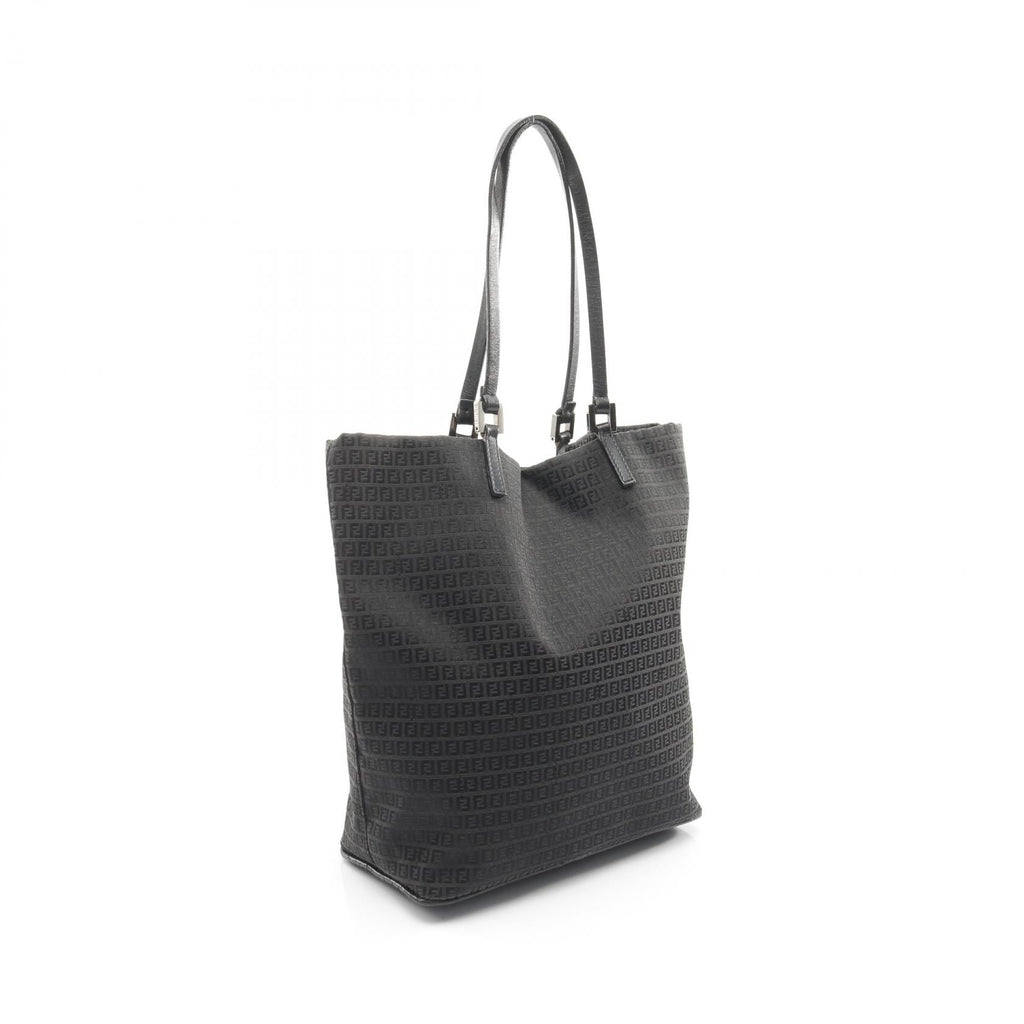 Fendi Zucchino Canvas Leather Tote Bag
