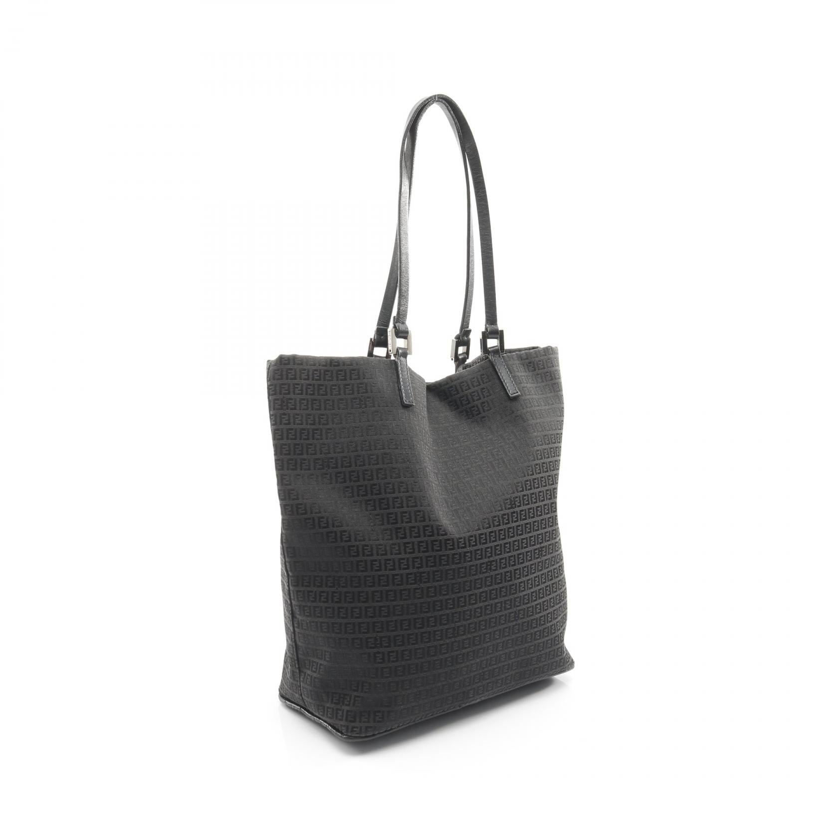 Fendi Zucchino Canvas Leather Tote Bag