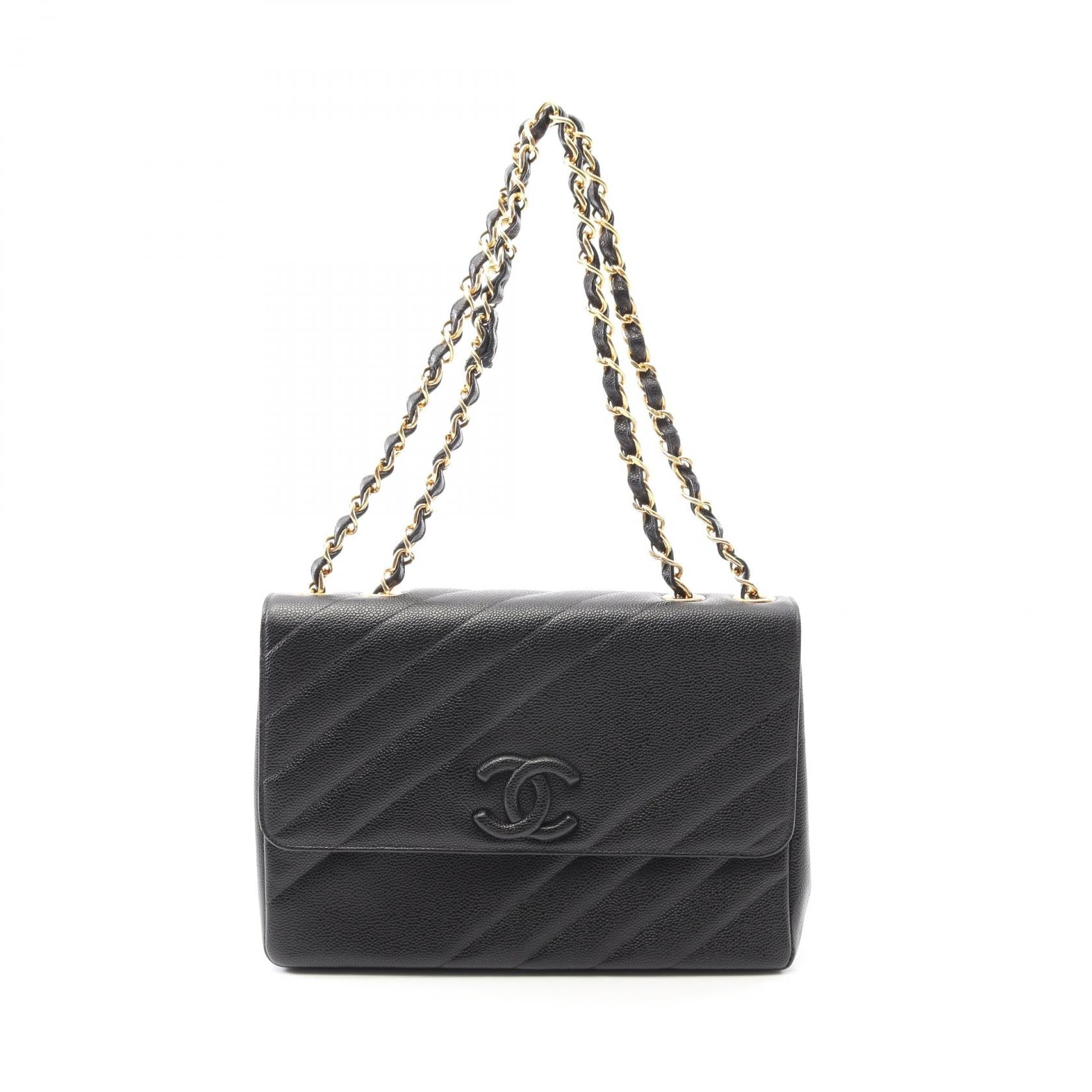 Chanel Coco Mark Bias Stitch Calf Shoulder Bag