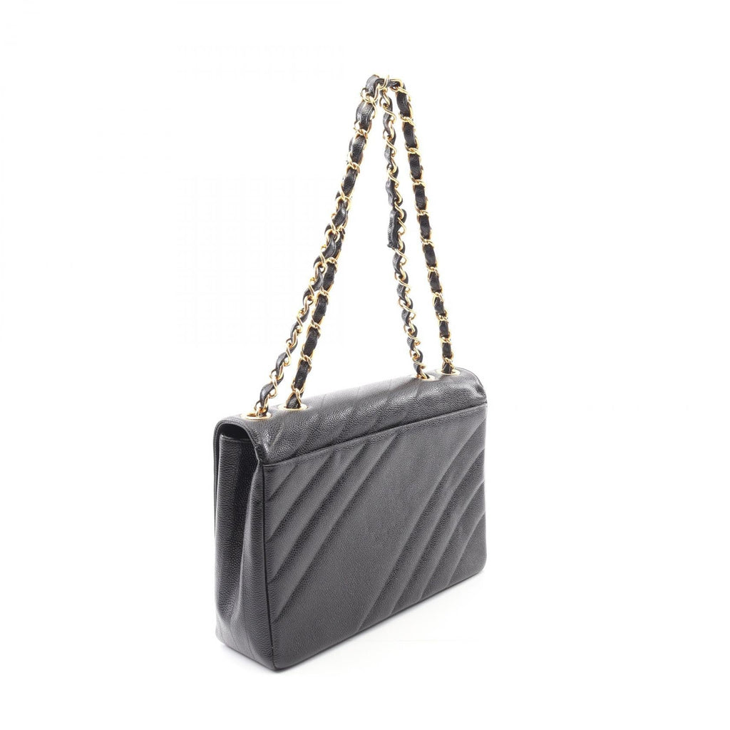 Chanel Coco Mark Bias Stitch Calf Shoulder Bag