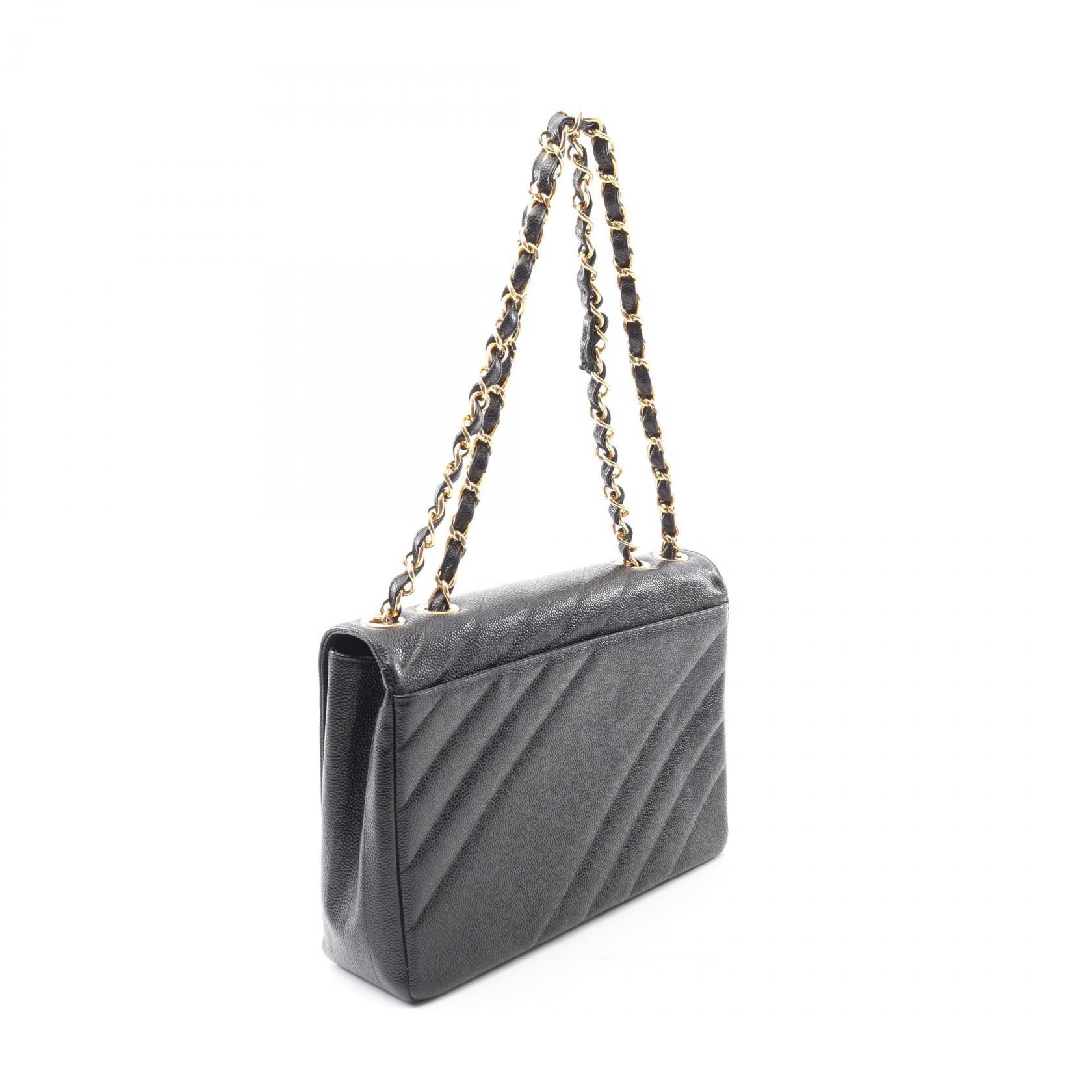 Chanel Coco Mark Bias Stitch Calf Shoulder Bag