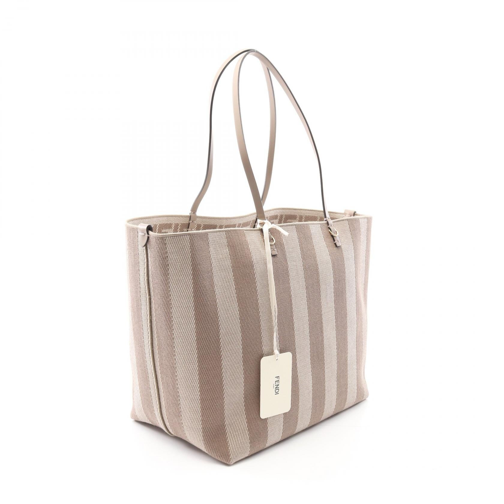 Fendi LARGE ROLL Canvas Leather Tote Bag