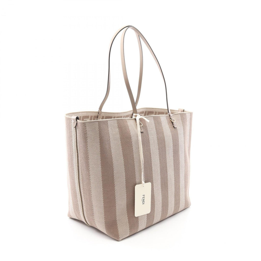 Fendi LARGE ROLL Canvas Leather Tote Bag