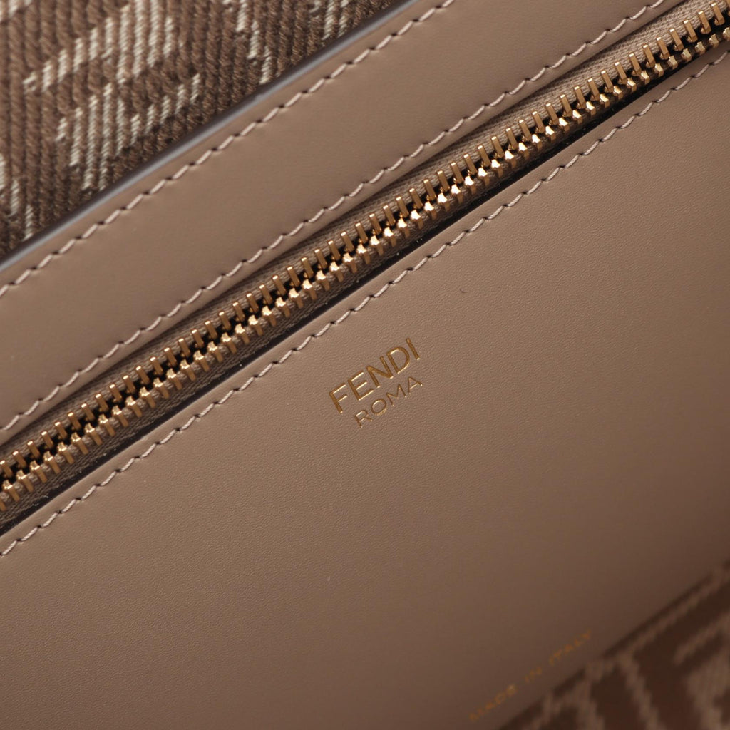 Fendi LARGE ROLL Canvas Leather Tote Bag