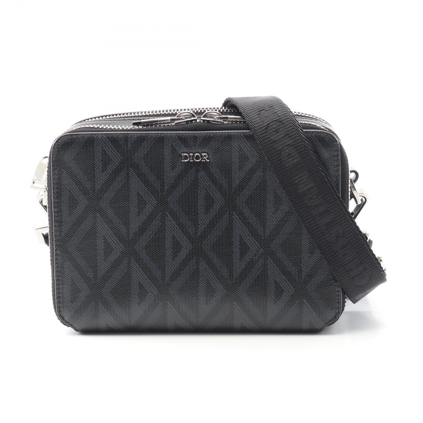 Dior CD Diamond PVC Coated Canvas Leather Shoulder Bag