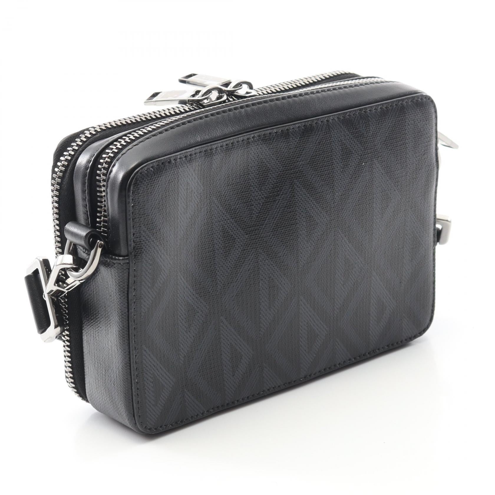 Dior CD Diamond PVC Coated Canvas Leather Shoulder Bag