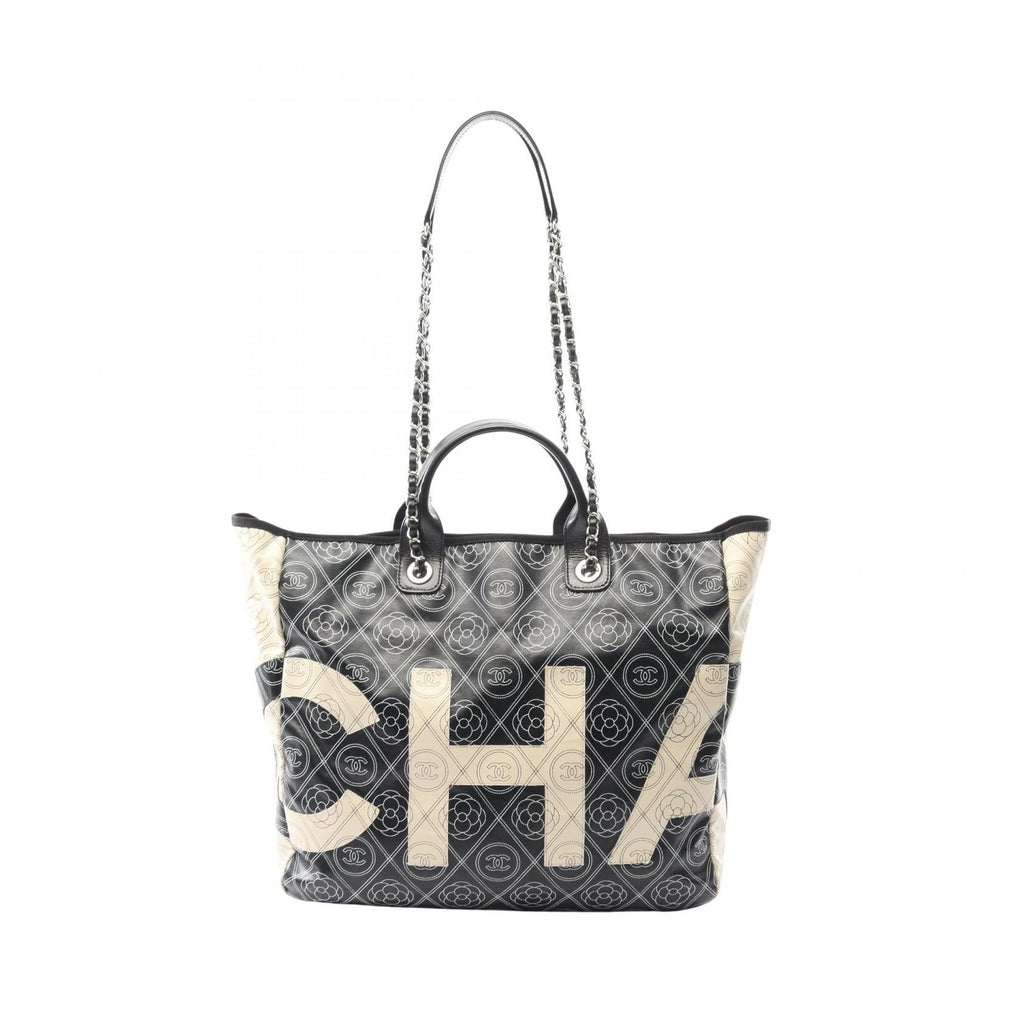 Chanel Coco Mark Camellia PVC Coated Canvas Tote Bag