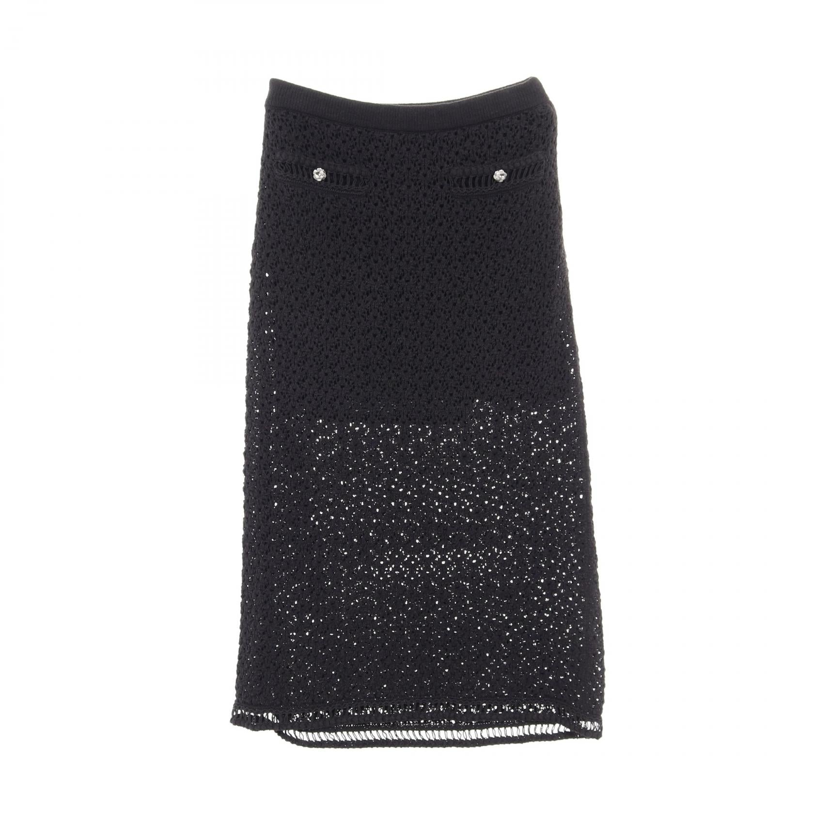 Chanel Camellia Cotton Nylon Skirt