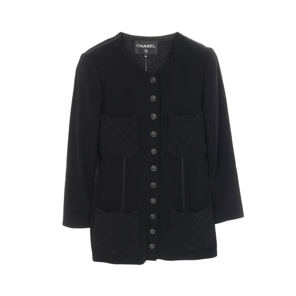 Chanel Coco Mark Button Viscose Collarless Jacket
