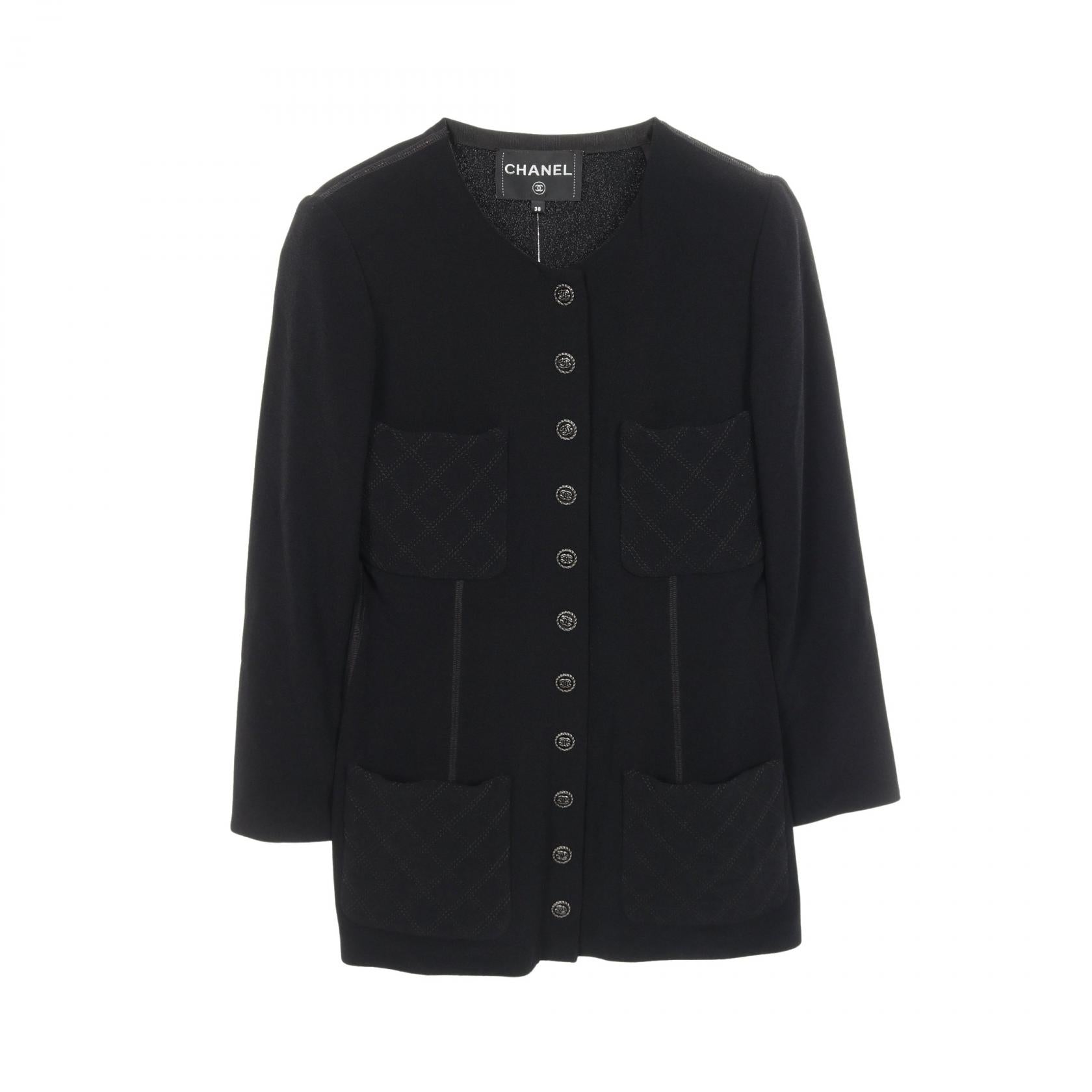 Chanel Coco Mark Button Viscose Collarless Jacket