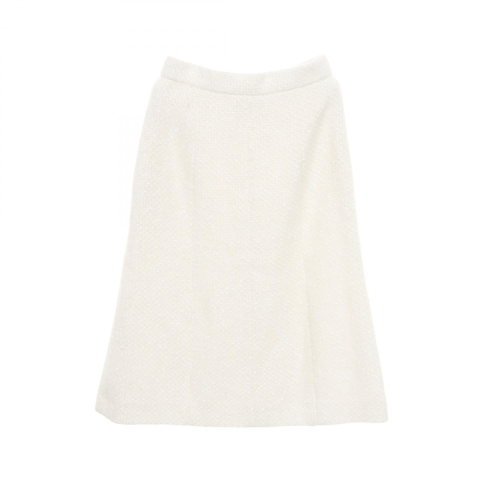 Chanel Coco Mark Button Wool Blend Skirt