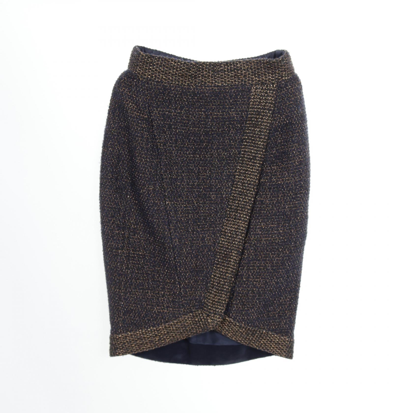 Chanel Gripoix Button Wool Viscose Skirt