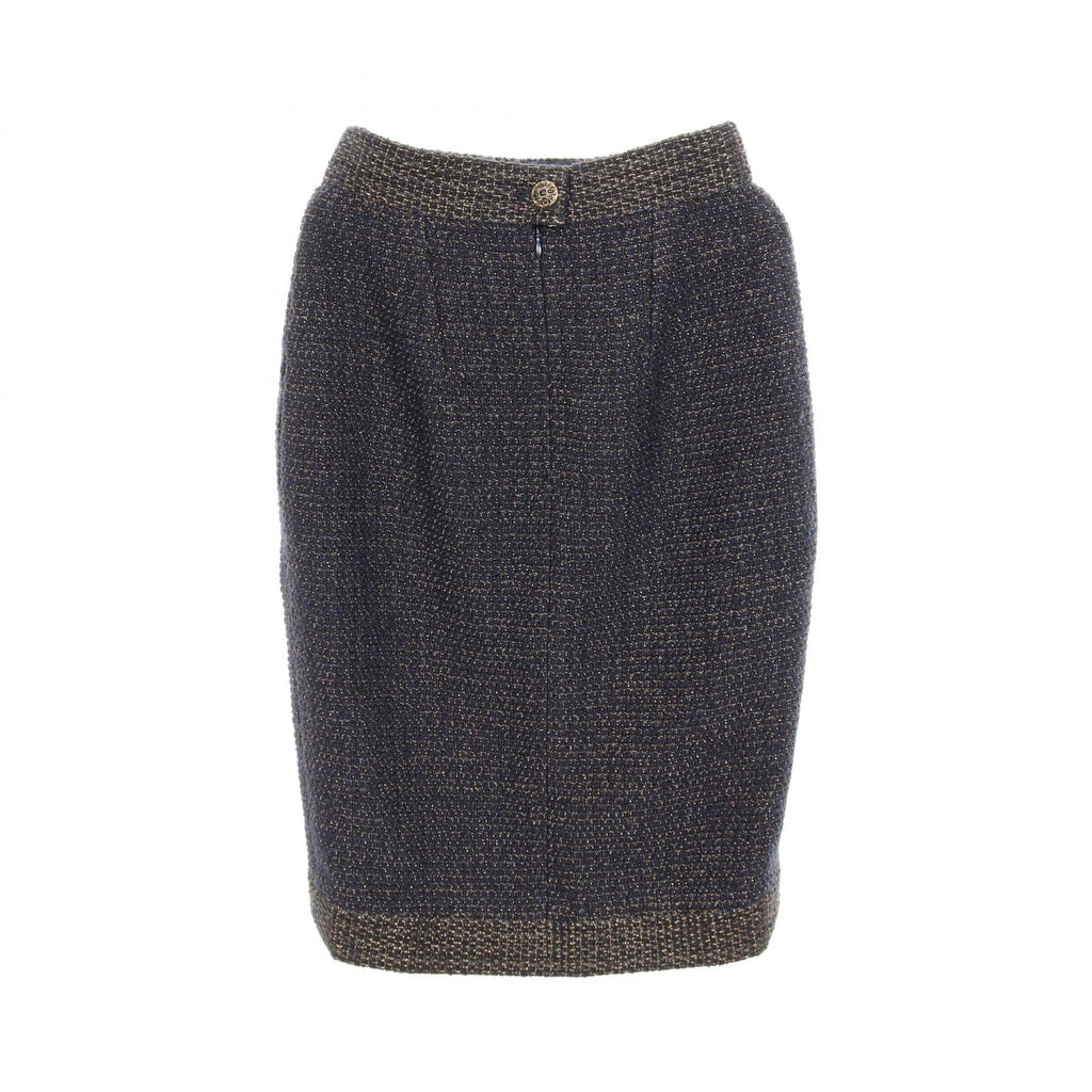 Chanel Gripoix Button Wool Viscose Skirt