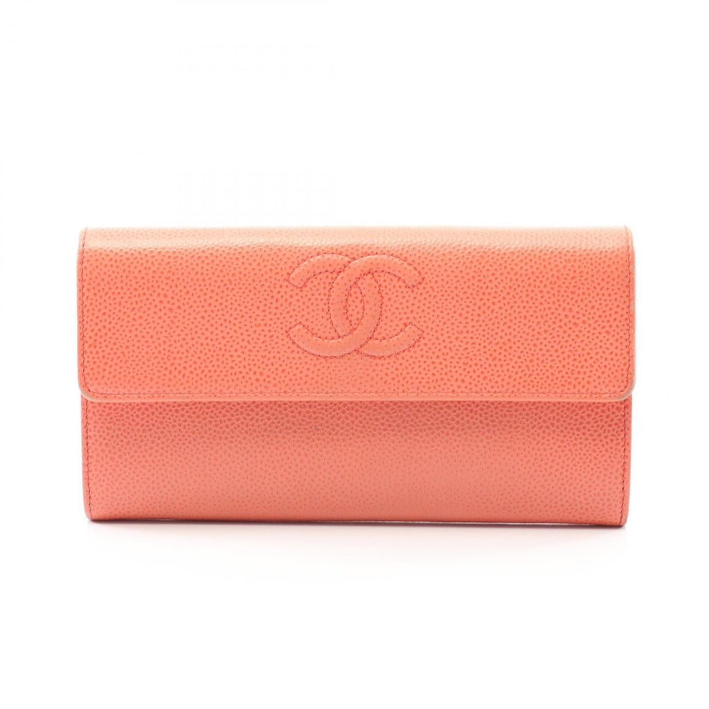 Chanel Coco Mark Grained Calfskin Long Wallet