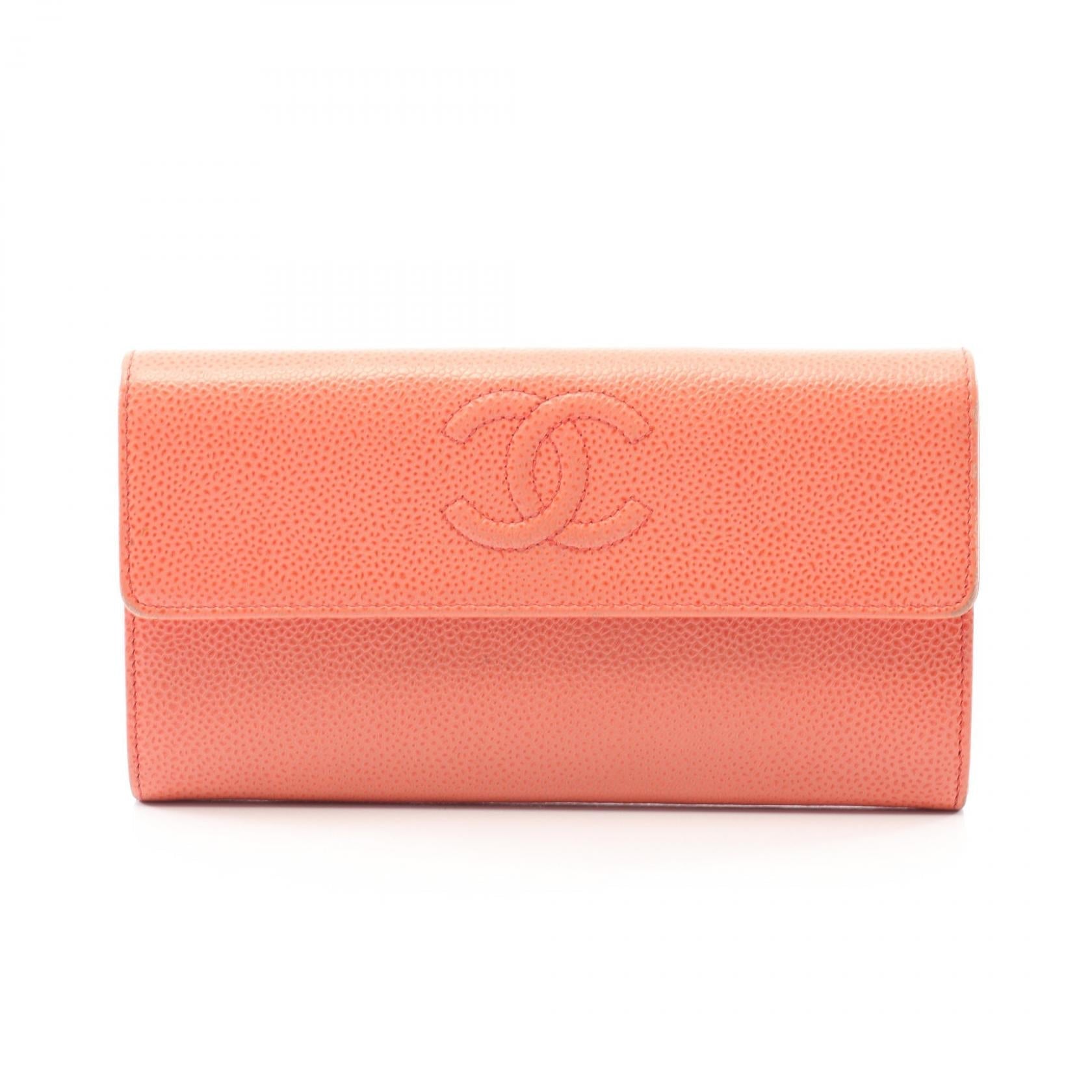 Chanel Coco Mark Grained Calfskin Long Wallet
