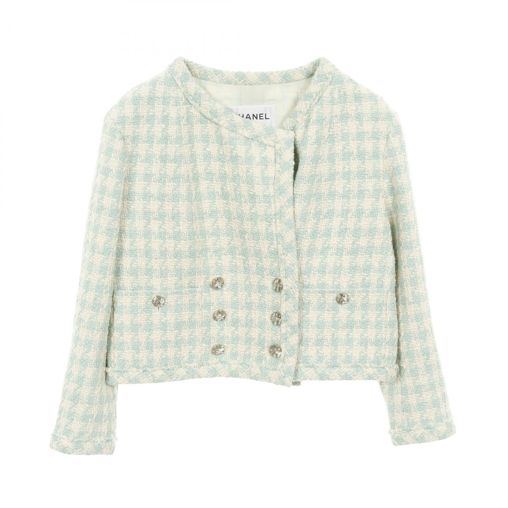 Chanel Coco Mark Bijou Button Tweed Cotton Outerwear
