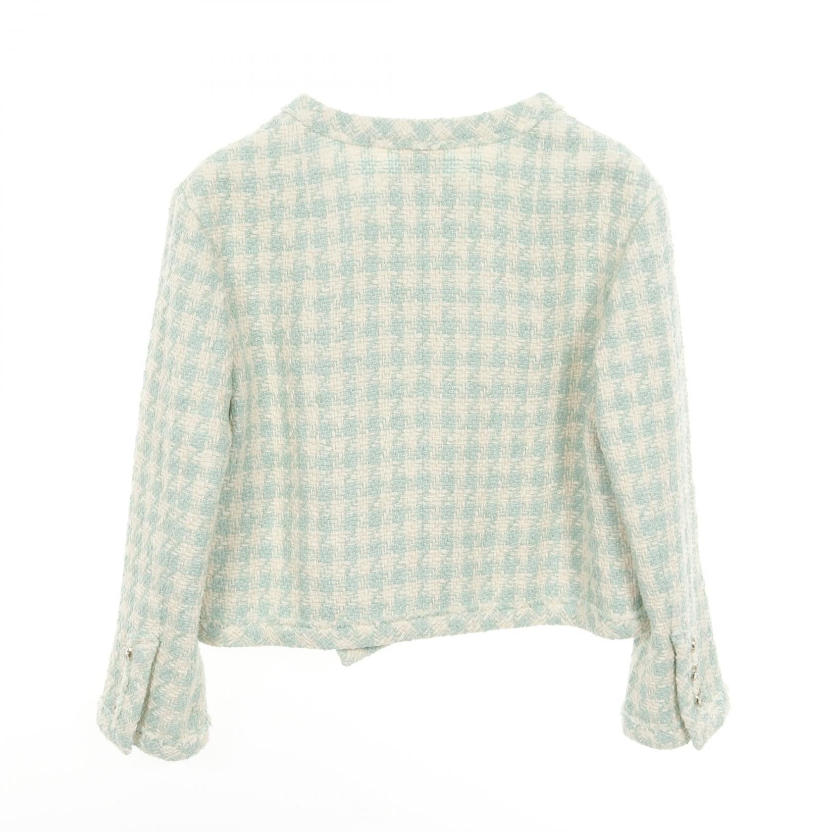 Chanel Coco Mark Bijou Button Tweed Cotton Outerwear