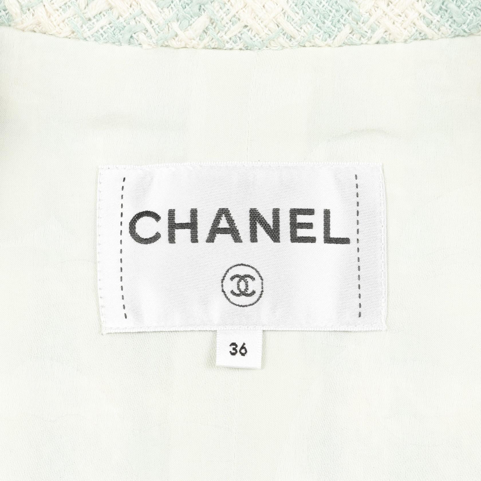 Chanel Coco Mark Bijou Button Tweed Cotton Outerwear