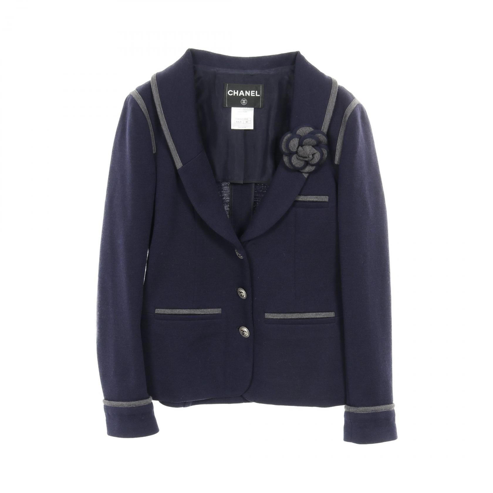 Chanel Coco Mark Button Wool Tailored Jacket