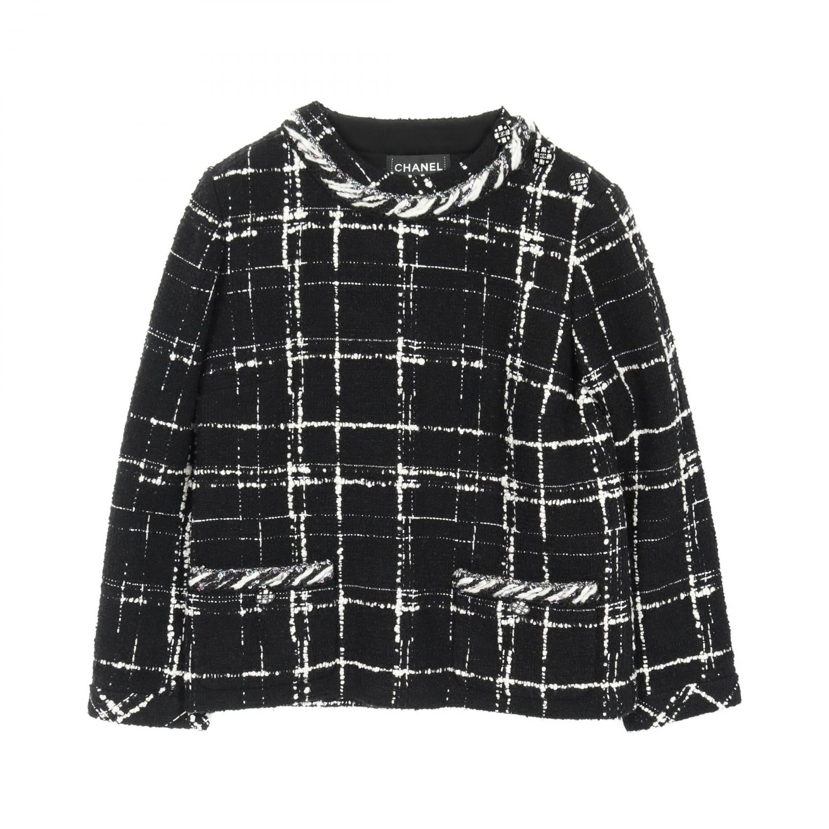 Chanel Coco Mark Button Wool Silk Blouse