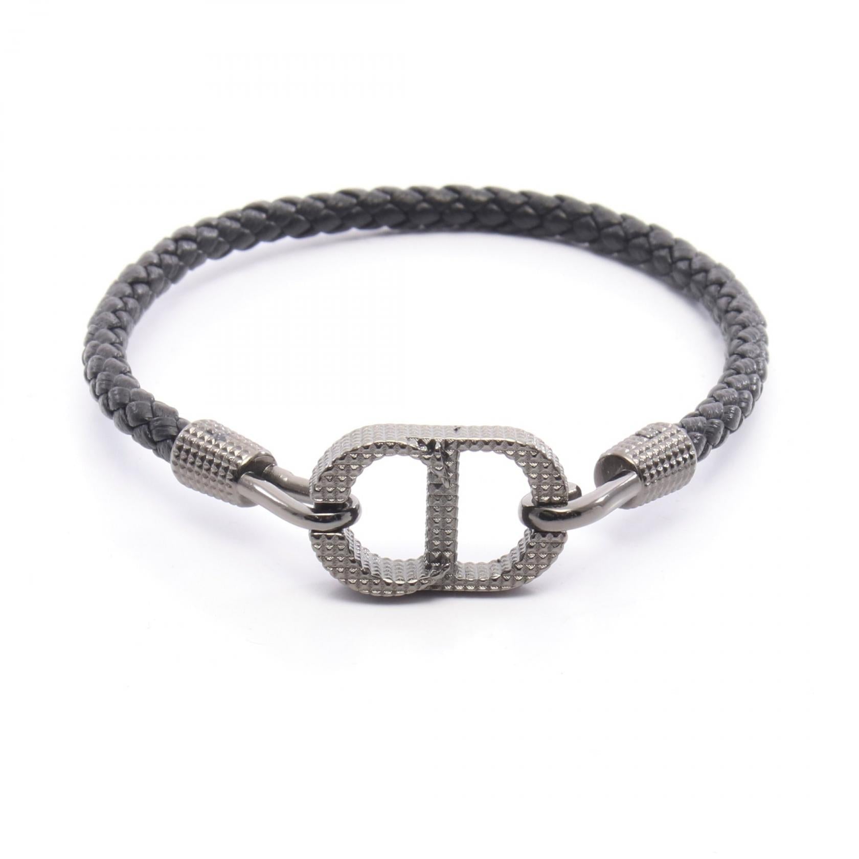 Dior CD Icon Leather Stainless Steel Bracelet