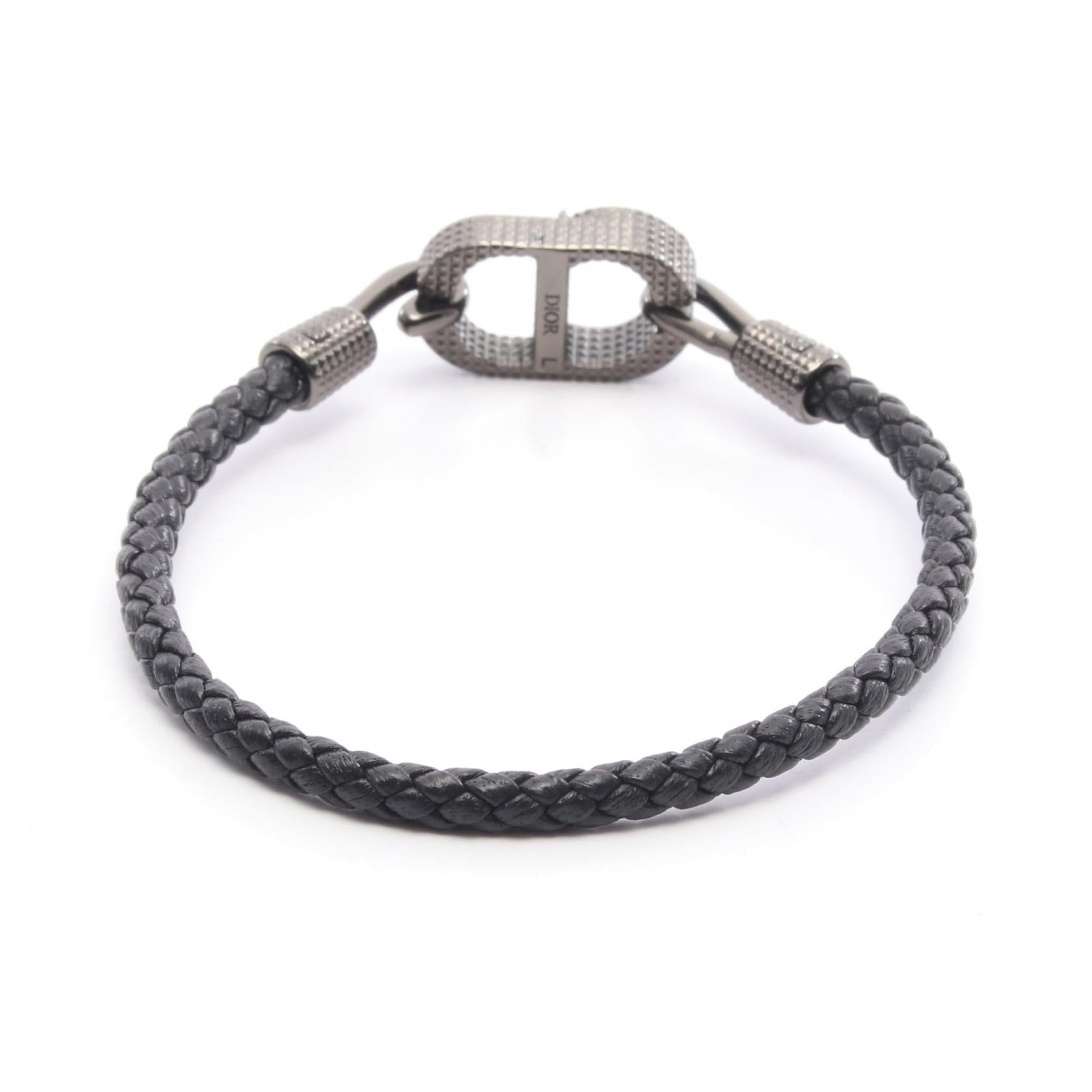 Dior CD Icon Leather Stainless Steel Bracelet