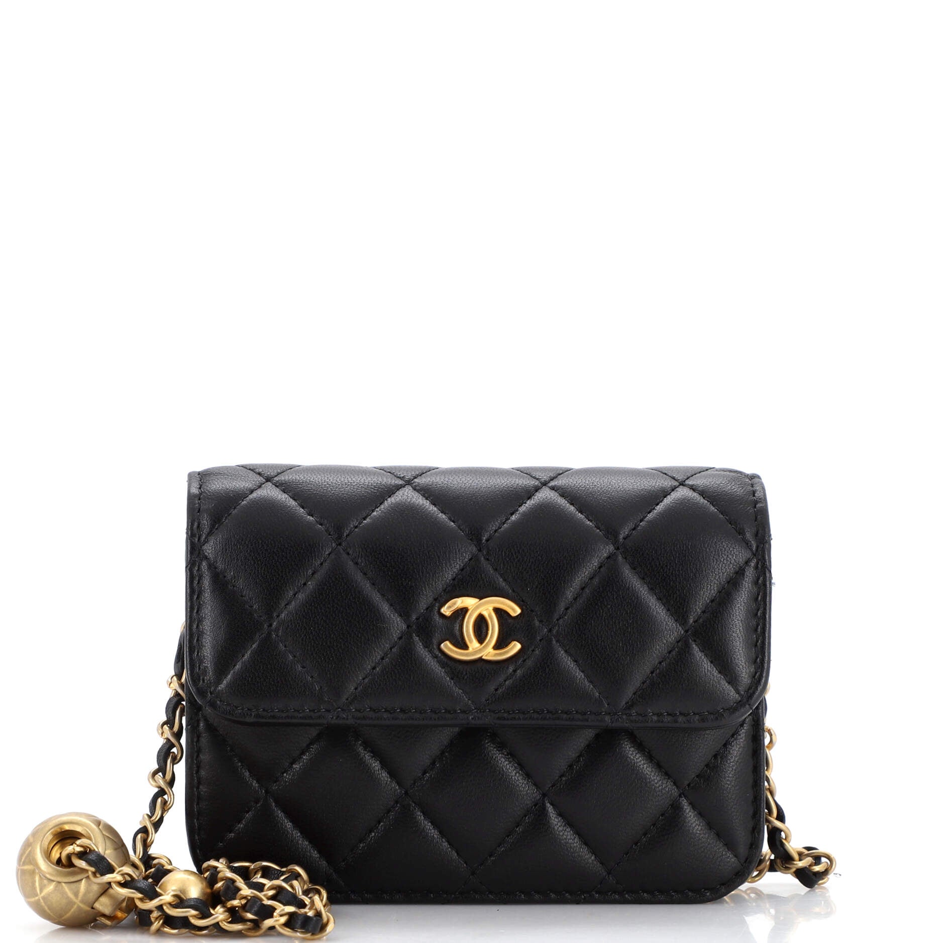 Pearl Crush Flap Clutch with Chain Quilted Lambskin Mini