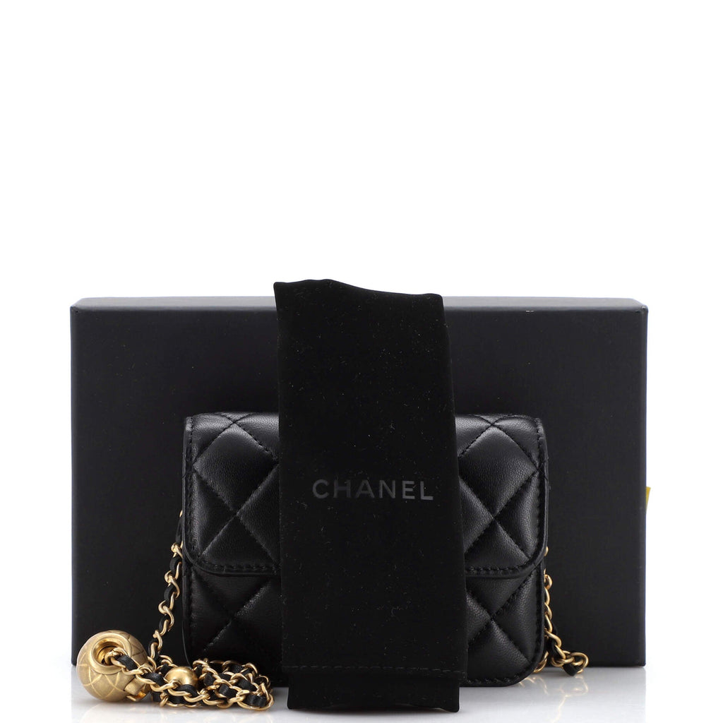 Pearl Crush Flap Clutch with Chain Quilted Lambskin Mini